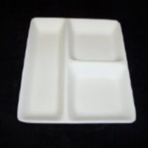 Square 3 Section Tray - Earthenware